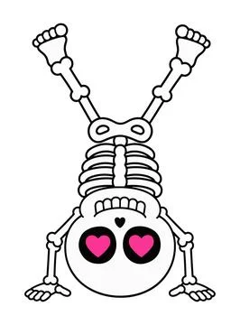 Cartoon Skeleton Doing a Handstand with Heart Eyes Stock Illustration
