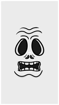 Cartoon Skeleton Face For Background and Walpaper. Clip Art Vector. Stock Illustration