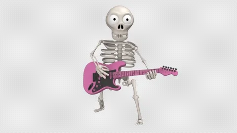 Cartoon skeleton playing guitar - 3d render looped with alpha channel. Stock Footage 214898348