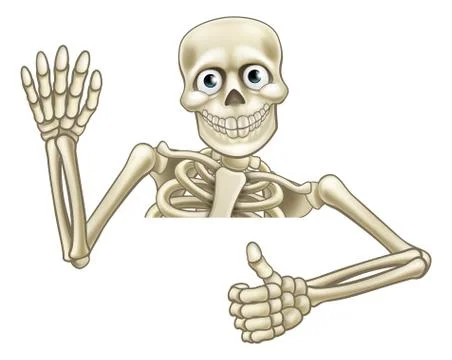Cartoon Skeleton Thumbs Up Sign Ilustração Stock