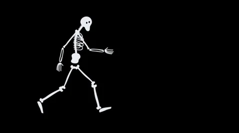 Cartoon Skeleton Walking Loop Stock Footage 34394922