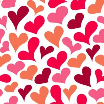 Cartoon sketched heart seamless pattern Stock Illustration