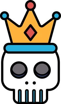 A cartoon skull with a crown on top Stock Illustration