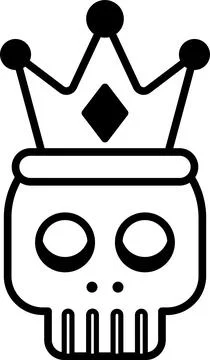 A cartoon skull with a crown on top Stock Illustration
