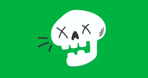 Cartoon skull floating on transparent background for design, showing X eyes and Stock Footage 317527401