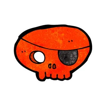 Cartoon skull with pirate eye patch 스톡 일러스트