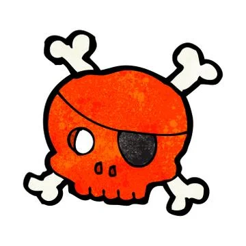 Cartoon skull with pirate eye patch Illustrazione stock