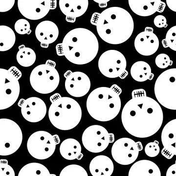 Cartoon skull seamless vector pattern Stock Illustration