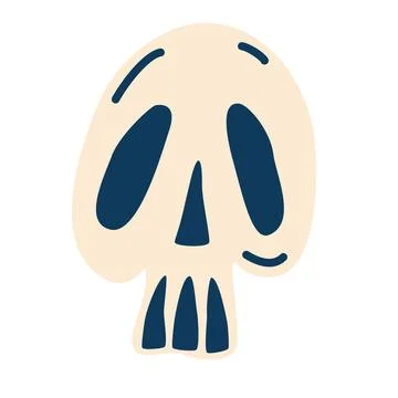 Cartoon skull. Vector Human skull. Design for Halloween.  For tattoo, textile Stock Illustration