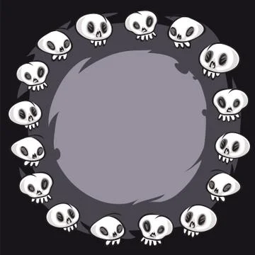 Cartoon Skulls Round Frame Stock Illustration