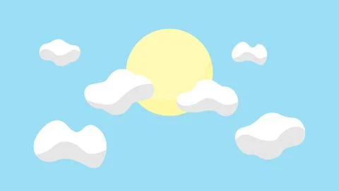 Cartoon sky background with clouds and sun Stock Illustration