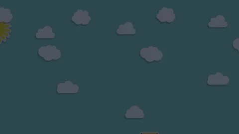 Cartoon sky with clouds, sun, balloon and a kite. Stock Footage 132704377