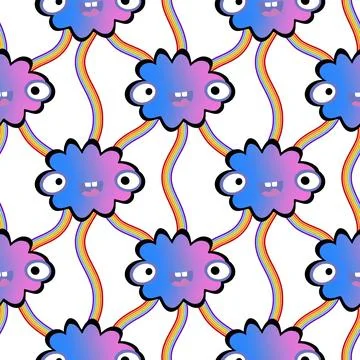 Cartoon sky seamless gradient clouds pattern for wrapping paper and fabrics Stockillustratie