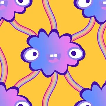 Cartoon sky seamless gradient clouds pattern for wrapping paper and fabrics Stockillustratie