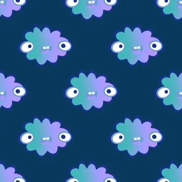 Cartoon sky seamless gradient clouds pattern for wrapping paper and fabrics Stock Illustration