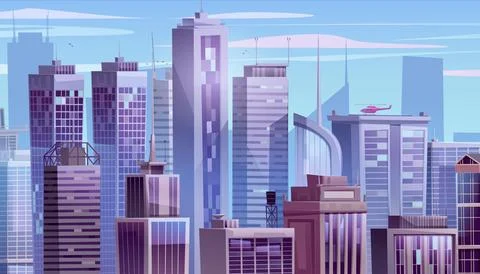 Cartoon skyscraper cityscape vector background Stock Illustration