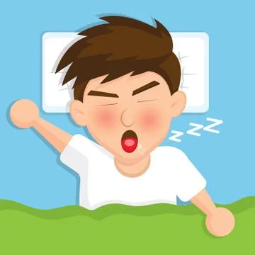Cartoon sleep on the bed Stock Illustration