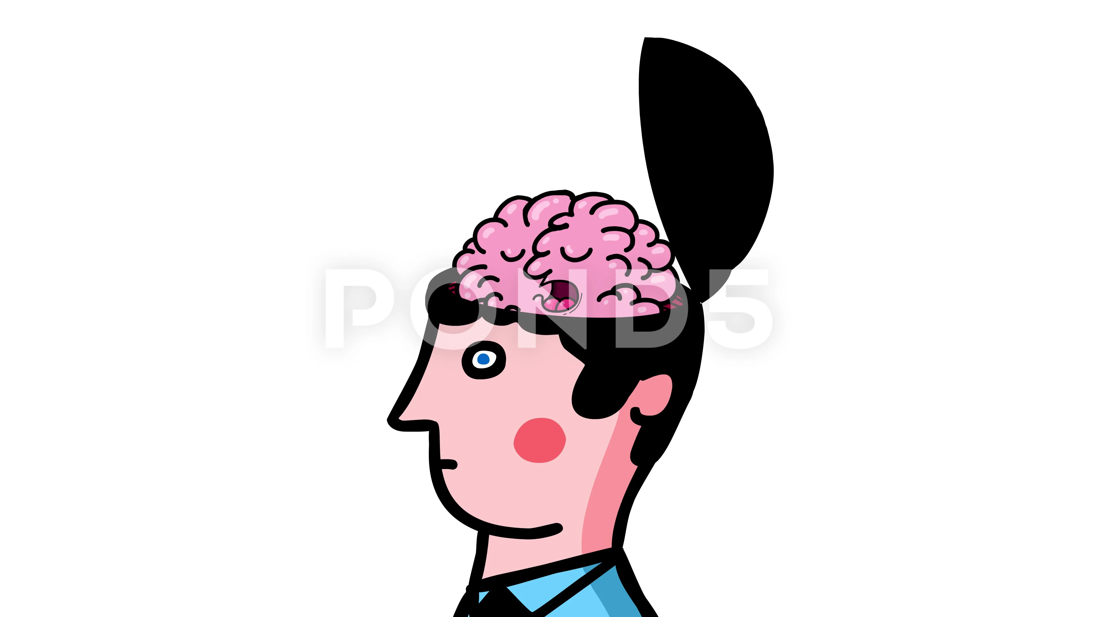 head with brain cartoon