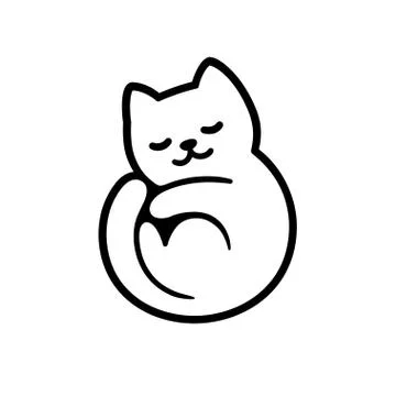 Cartoon sleeping cat logo Stock Illustration