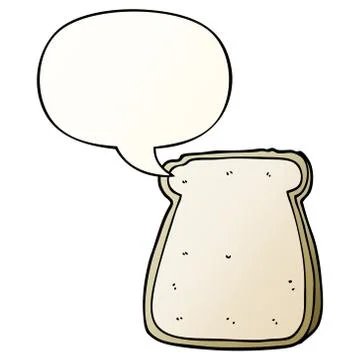 Cartoon slice of bread and speech bubble in smooth gradient style 스톡 일러스트