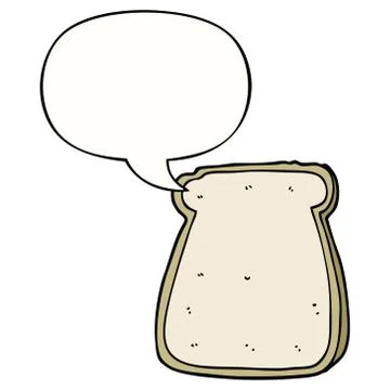 Cartoon slice of bread and speech bubble Illustrazione stock