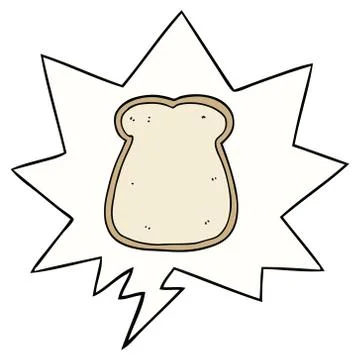 Cartoon slice of bread and speech bubble Stock Illustration