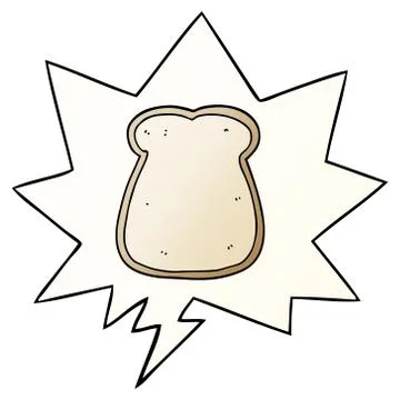 Cartoon slice of bread and speech bubble in smooth gradient style 스톡 일러스트