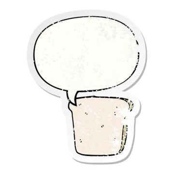 Cartoon slice of bread and speech bubble distressed sticker Stock Illustration