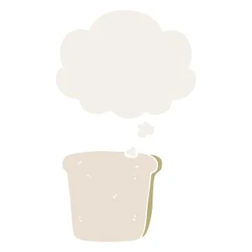 Cartoon slice of bread and thought bubble in retro style イラスト素材