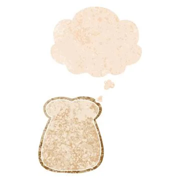 Cartoon slice of bread and thought bubble in retro textured style Illustrazione stock