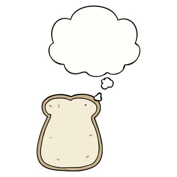 Cartoon slice of bread and thought bubble 스톡 일러스트