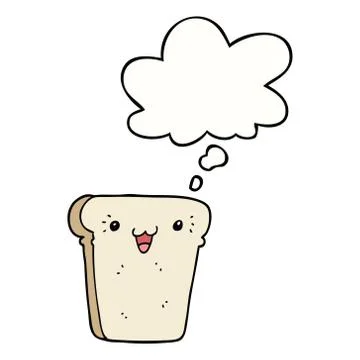 Cartoon slice of bread and thought bubble Stock Illustration