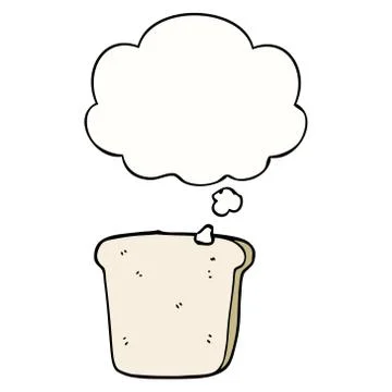Cartoon slice of bread and thought bubble Illustrazione stock