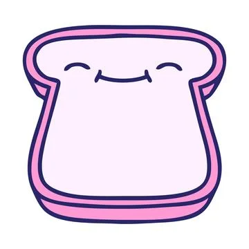 Cartoon slice of bread with face in bright neon color Stock Illustration