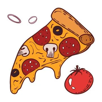 Cartoon slice of pizza in vector and illustration Illustrazione stock