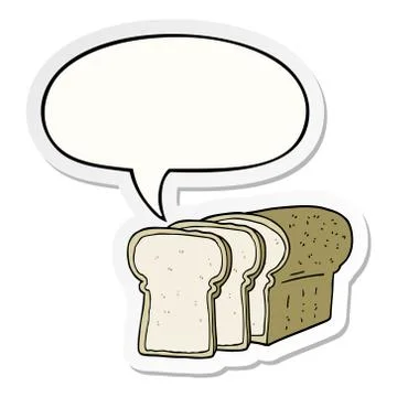 Cartoon sliced bread and speech bubble sticker Illustrazione stock