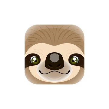 Cartoon sloth kawaii square amazon animal face Stock Illustration