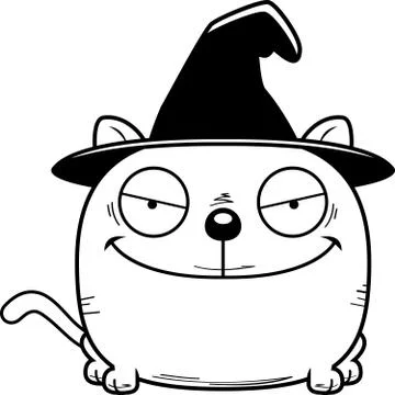 Cartoon Sly Witch Cat Stock Illustration