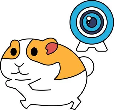 A cartoon of a small animal with a camera in front of it Stock Illustration