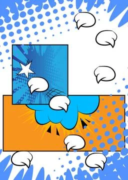 Cartoon small speech bubble, comic book background. Retro vector comics pop.. 스톡 일러스트