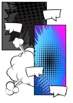 Cartoon small speech bubble, comic book background. Retro vector comics pop.. Stock Illustration