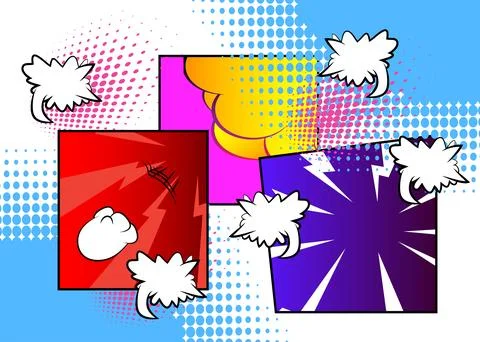 Cartoon small speech bubble, comic book background. Retro vector comics pop.. Stockillustratie