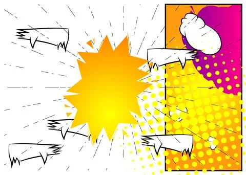 Cartoon small speech bubble, comic book background. Retro vector comics pop.. Illustrazione stock