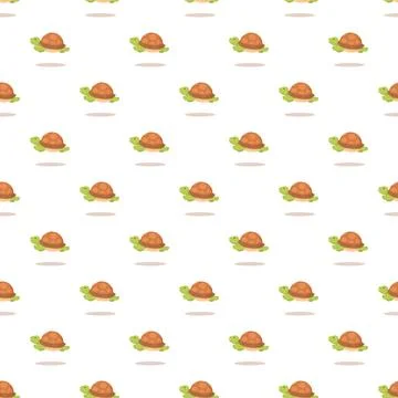 Cartoon small turtles creating seamless pattern on white background Illustrazione stock