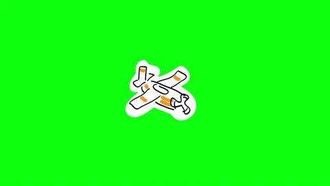 Cartoon small white plane with yellow stripes flies. Child style. Looped video. Stock Footage 166017488