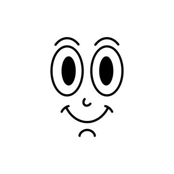 Cartoon smiley face with confident look and classic comic eyes. Retro vector Stock Illustration