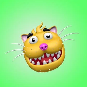 Cartoon smiling cat head. 3D illustration. Stock Illustration