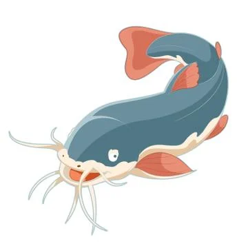 Cartoon smiling Catfish Stock Illustration
