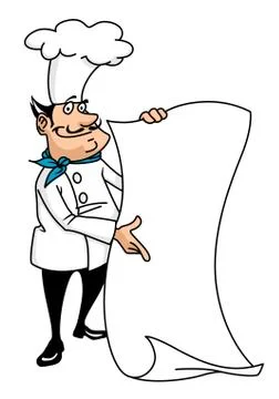 Cartoon smiling chef with menu イラスト素材
