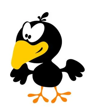 Cartoon smiling crow isolated on white Stock Illustration